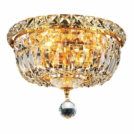 CLING 10 in. Wiley 4 Lights Flush Mount Ceiling Light; Gold CL2957922